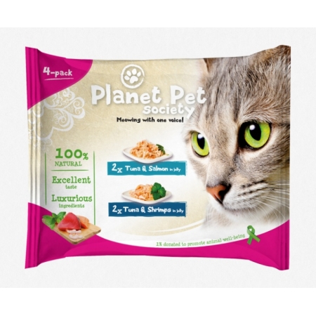 PLANET PET KARMA TUŃCZYK ŁOSOŚ I KREWETKI 4 x 50 G SASZETKA